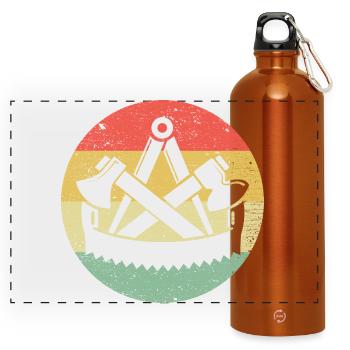 Zimmermann Zunftwappen auf Vintage Retro Farben - Panorama Trinkflasche mit Karabiner 750 ml - Orange - Vorne