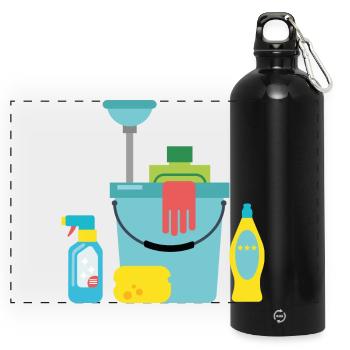 Cleaning products - Panoramic Drinks Bottle with Carabiner 750 ml - black - Front