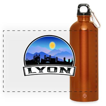 Lyon France Skyline Vintage Sunset Voyage Souvenir - Gourde panoramique avec mousqueton 750 ml - orange - Devant