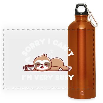 Désolé je ne peux pas être très occupé café paresseux - Gourde panoramique avec mousqueton 750 ml - orange - Devant