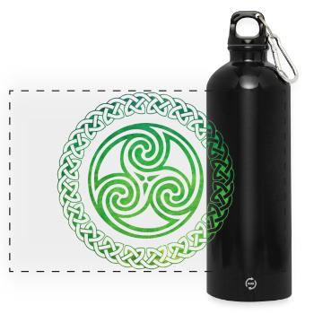 Celtic Knot - Panorama Trinkflasche mit Karabiner 750 ml - Schwarz - Vorne