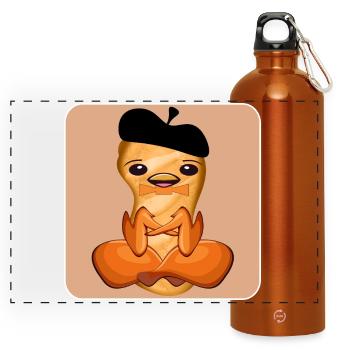 BBQ ROAST CHICKEN | BAGUETTE BASKENMÜTZE - Panoramic Drinks Bottle with Carabiner 750 ml - burnt orange - Front