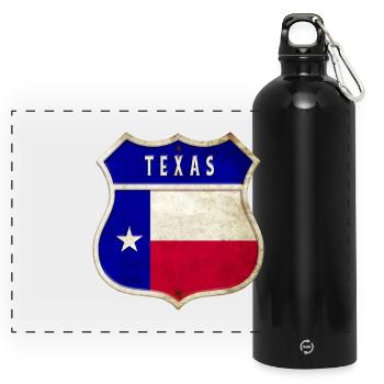 Design du drapeau des armoiries du Texas - Gourde panoramique avec mousqueton 750 ml - noir - Devant