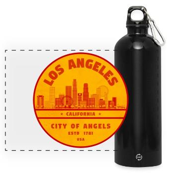 Sonnenstempel Los Angeles Skyline - Panorama Trinkflasche mit Karabiner 750 ml - Schwarz - Vorne