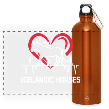 Haflinger Statement Islandpferde Pferdefan Herz - Panorama Trinkflasche mit Karabiner 750 ml - Orange - Vorne