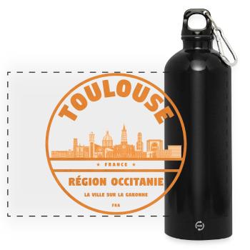 Toulouse Skyline Occitanie - Panoramic Drinks Bottle with Carabiner 750 ml - black - Front