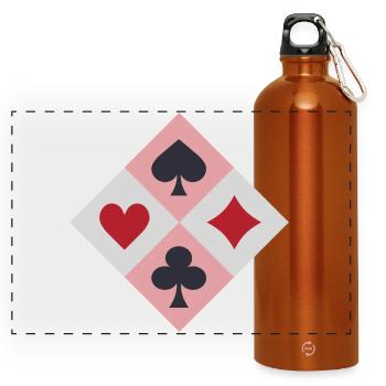 Couleurs de cartes à jouer vintage - Gourde panoramique avec mousqueton 750 ml - orange - Devant