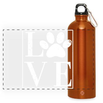 LOVE DOG MOM PET LOVER - Panoramic Drinks Bottle with Carabiner 750 ml - burnt orange - Front