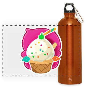 Eis, Eiscreme - Panoramic Drinks Bottle with Carabiner 750 ml - burnt orange - Front