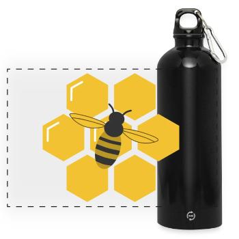 Bee and Honeycomb - Panoramic Drinks Bottle with Carabiner 750 ml - black - Front
