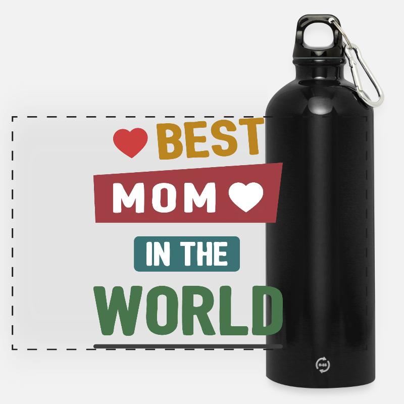 Beste Mutter der Welt - Panorama Trinkflasche mit Karabiner 750 ml - Schwarz