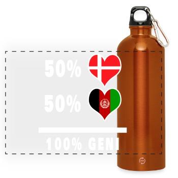 Afghanistan et Danemark 100% drapeau de génie - Gourde panoramique avec mousqueton 750 ml - orange - Devant