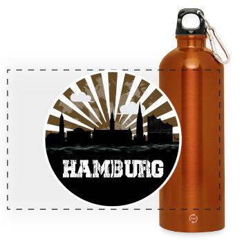 Hamburg Skyline Home Game - Panoramic Drinks Bottle with Carabiner 750 ml - burnt orange - Front