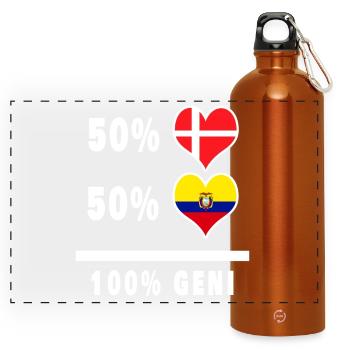 Equateur et Danemark 100% drapeau de génie - Gourde panoramique avec mousqueton 750 ml - orange - Devant