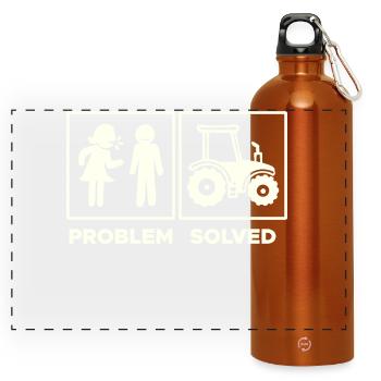 Traktor Statement Nutzfahrzeug Fahrzeug Ackerbau - Panorama Trinkflasche mit Karabiner 750 ml - Orange - Vorne