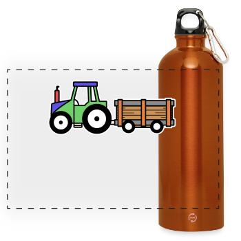 Tracteur agricole Véhicule à moteur Producteur biologique - Gourde panoramique avec mousqueton 750 ml - orange - Devant