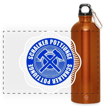 Schalker Ruhrpott Junge | Farbe änderbar - Panorama Trinkflasche mit Karabiner 750 ml - Orange - Vorne