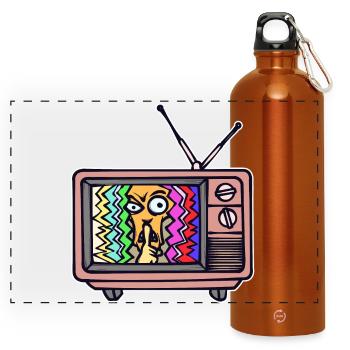 Fernsehabend Streaming Theater Movies Fernsehen - Panorama Trinkflasche mit Karabiner 750 ml - Orange - Vorne