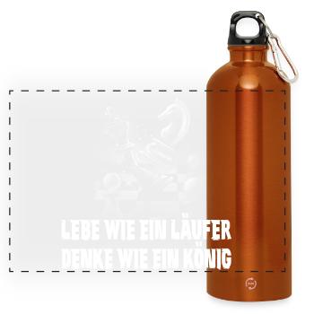 Schach Design - Panorama Trinkflasche mit Karabiner 750 ml - Orange - Vorne