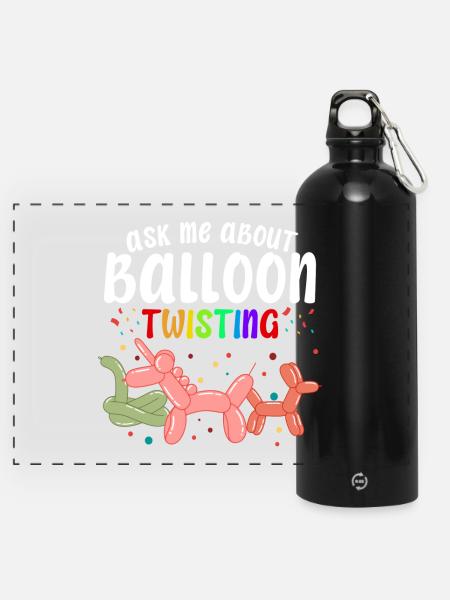 Design torsadé en forme de ballon - Gourde panoramique avec mousqueton 750 ml - noir