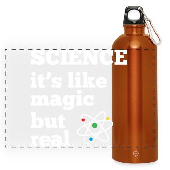 La science - c’est comme de la magie mais réel - Gourde panoramique avec mousqueton 750 ml - orange - Devant