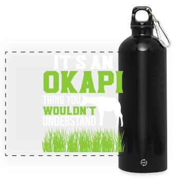 Okapi Zooabenteuer - Panorama Trinkflasche mit Karabiner 750 ml - Schwarz - Vorne