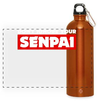 Senpai Anime Japanese Statement Manga Animation - Panoramic Drinks Bottle with Carabiner 750 ml - burnt orange - Front