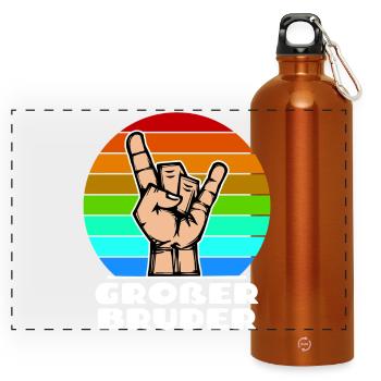 Großer Bruder Cooler Spruch Bruderherz Geschwister - Panorama Trinkflasche mit Karabiner 750 ml - Orange - Vorne