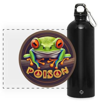 Poison dart frog - Panoramic Drinks Bottle with Carabiner 750 ml - black - Front