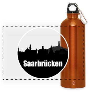Saarbrücken Transparent Skyline - Panoramic Drinks Bottle with Carabiner 750 ml - burnt orange - Front