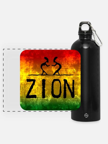 Raggae Zion - Panorama Trinkflasche mit Karabiner 750 ml - Schwarz