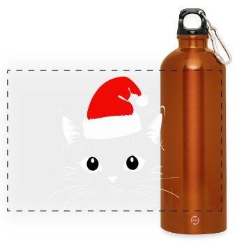 Chat Noël - Gourde panoramique avec mousqueton 750 ml - orange - Devant