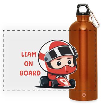 Liam à bord - Gourde panoramique avec mousqueton 750 ml - orange - Devant