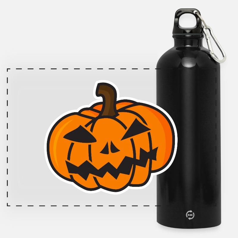 Funny Halloween Pumpkin Mock-up - Panoramic Drinks Bottle with Carabiner 750 ml - black