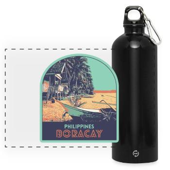 Heaven on Earth: Boracay, Philippines - Panoramic Drinks Bottle with Carabiner 750 ml - black - Front