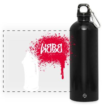 Street Art Sprayer Graffiti Spraydose Zeichnen - Panorama Trinkflasche mit Karabiner 750 ml - Schwarz - Vorne