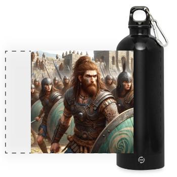 Keltiberer verteidigen Numancia - Panorama Trinkflasche mit Karabiner 750 ml - Schwarz - Vorne