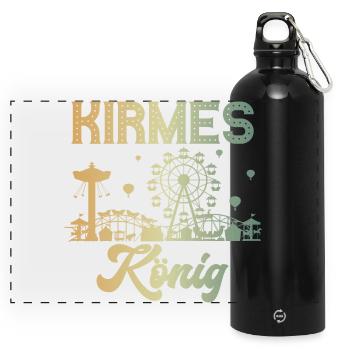 Kirmes König Jahrmarkt Rummel Volksfest - Panorama Trinkflasche mit Karabiner 750 ml - Schwarz - Vorne