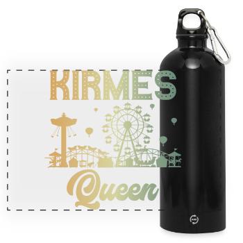 Kirmes Queen Jahrmarkt Rummel Volksfest - Panorama Trinkflasche mit Karabiner 750 ml - Schwarz - Vorne