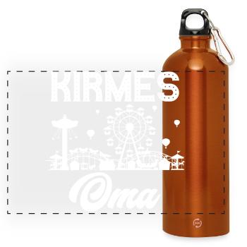 Kirmes Oma Jahrmarkt Rummel Volksfest - Panorama Trinkflasche mit Karabiner 750 ml - Orange - Vorne