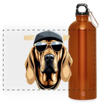 Bloodhound Was geht Gangsta Hund Geschenk - Panorama Trinkflasche mit Karabiner 750 ml - Orange - Vorne