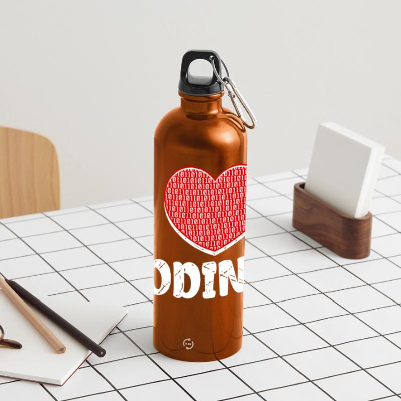 Developer Herz Coden Statement Programmierer Panorama Trinkflasche mit Karabiner 750 ml
