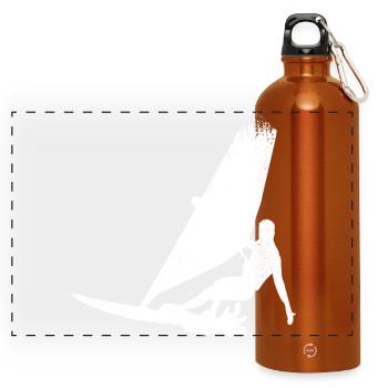 Funny Windsurfer Sketch - Panoramic Drinks Bottle with Carabiner 750 ml - burnt orange - Front