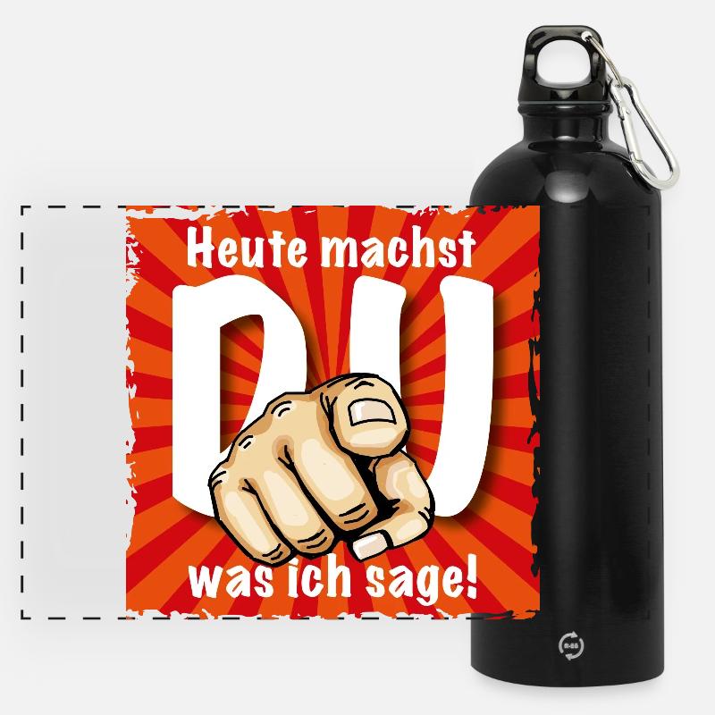Starker Spruch - Panorama Trinkflasche mit Karabiner 750 ml - Schwarz