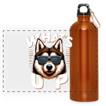 Laika Was geht ab Gangsta Hund Geschenk - Panorama Trinkflasche mit Karabiner 750 ml - Orange - Vorne
