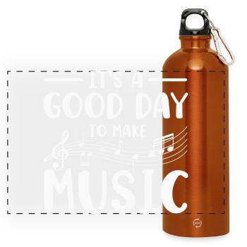 Musician Music Instrument - Panoramic Drinks Bottle with Carabiner 750 ml - burnt orange - Front