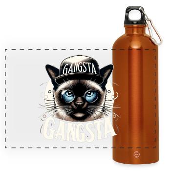 Siam Katze Siamkatze Gangsta Sonnenbrille Geschenk - Panorama Trinkflasche mit Karabiner 750 ml - Orange - Vorne