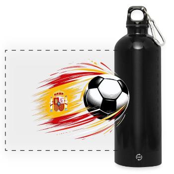 Viva Spanish Football, drapeau de l’Espagne - Gourde panoramique avec mousqueton 750 ml - noir - Devant