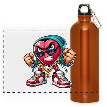 Bad heart gangster design - Panoramic Drinks Bottle with Carabiner 750 ml - burnt orange - Front