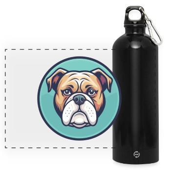 Alapaha Blue Blood Bulldog Dog Breed Funny Cartoon - Panoramic Drinks Bottle with Carabiner 750 ml - black - Front